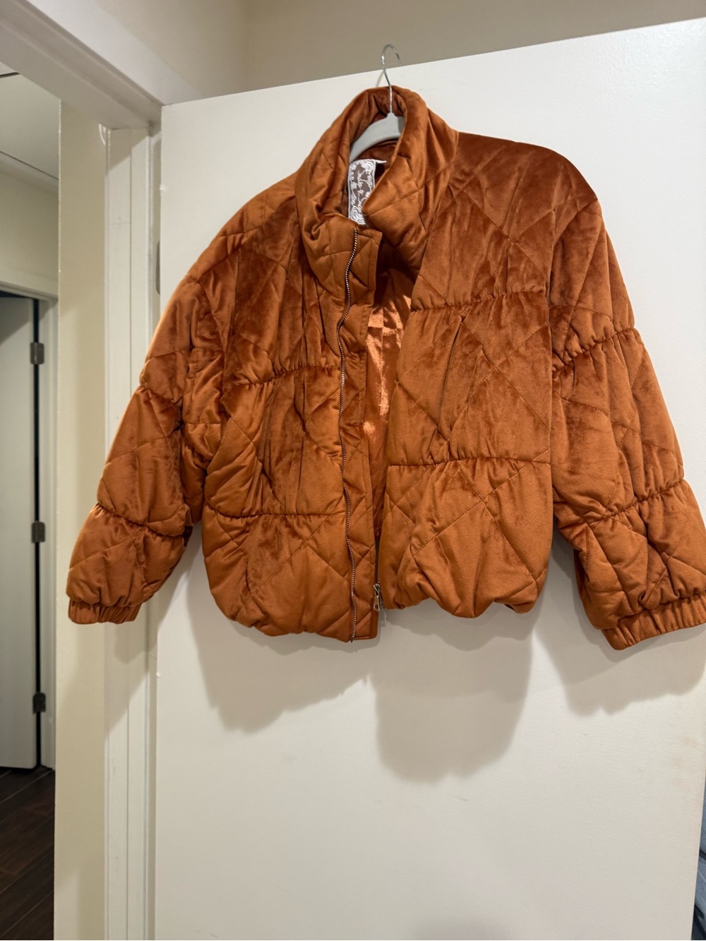 Velvet Puffer Bomber Jacket
